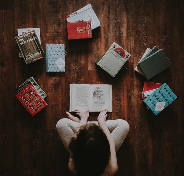 kid reading top view